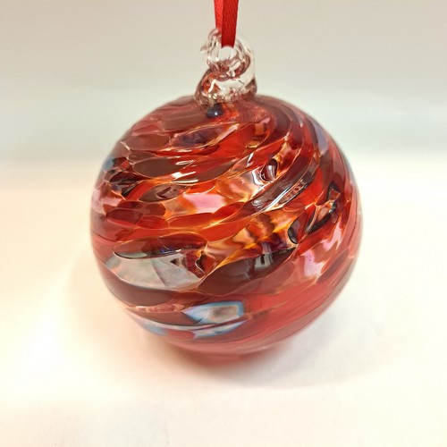 DB-885 Ornament - Red Frit Twist 3x3 $37 at Hunter Wolff Gallery